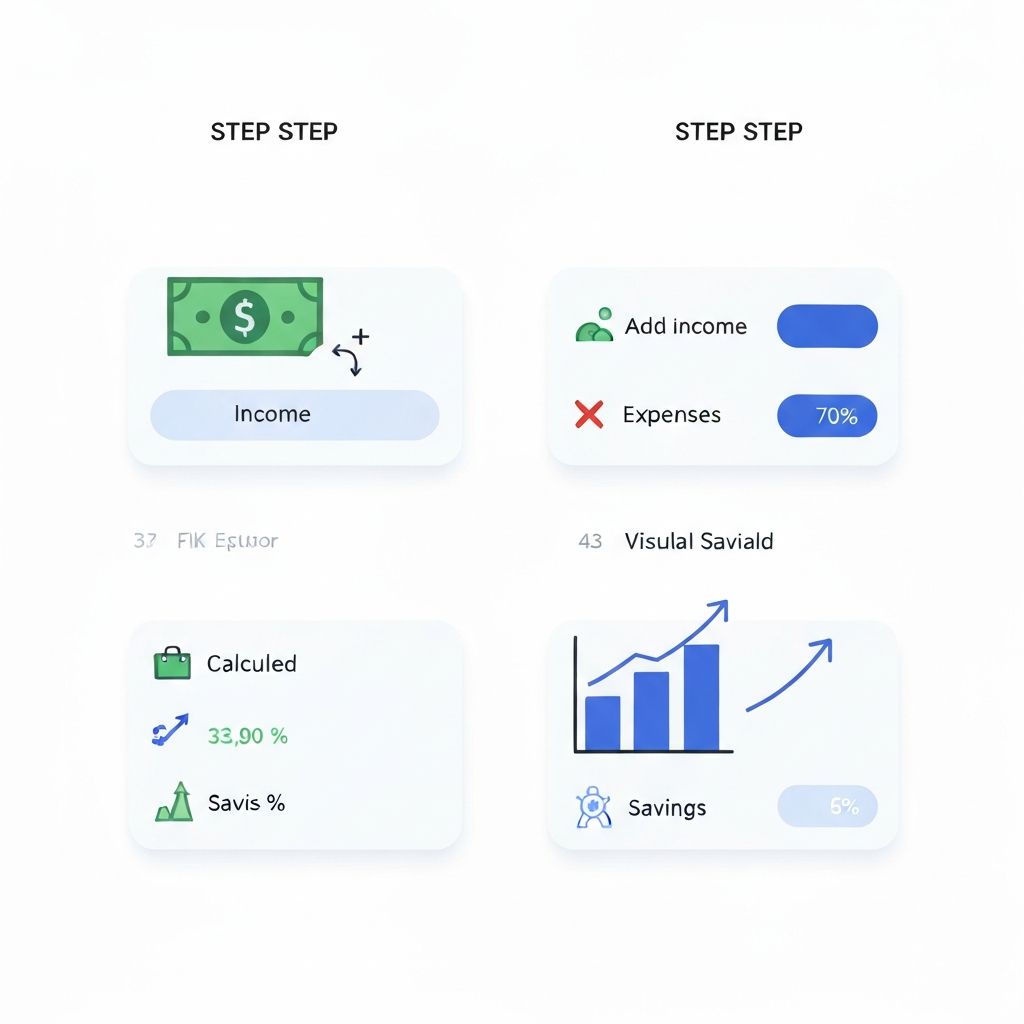 Ilustração dos 3 passos do FinanTrack
